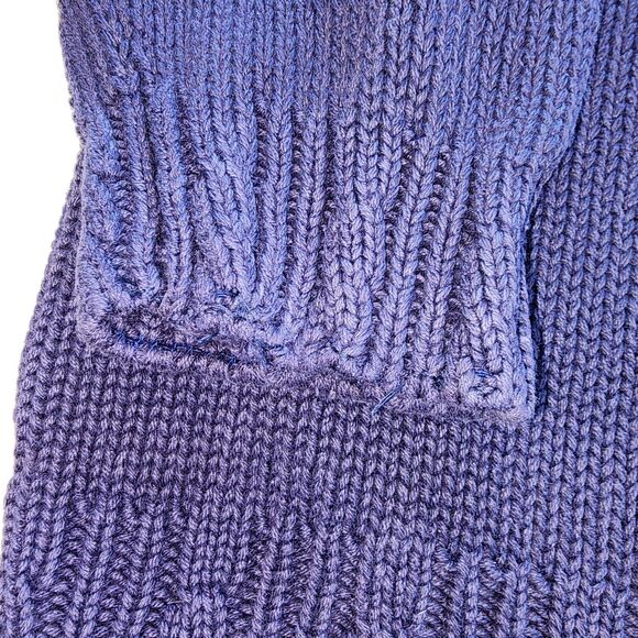 Vintage L.L. Bean Blue Chunky Knit Turtleneck Sweater Size L - Picture 4 of 7